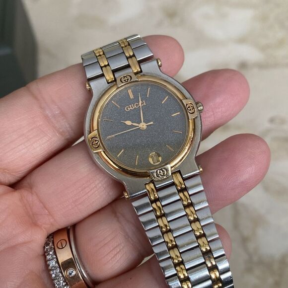 Vintage GUCCI 9000M Gold Plated & Stainless Steel Wristwatch - Unisex - Picture 7 of 16